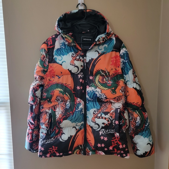 Reason Dragon Tiger Puffer Jacket size L - Picture 6 of 11